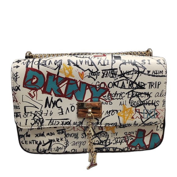 Dkny Handbags - DKNY Cleo Shoulder Bag Womens O/S Multi Chain Link Strap Magnetic Flap Closure
